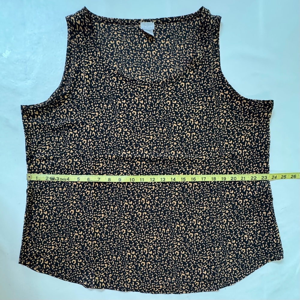 Chico’s Scoop Neck Tank Top Black Tan (16/18) - Picture 11 of 15